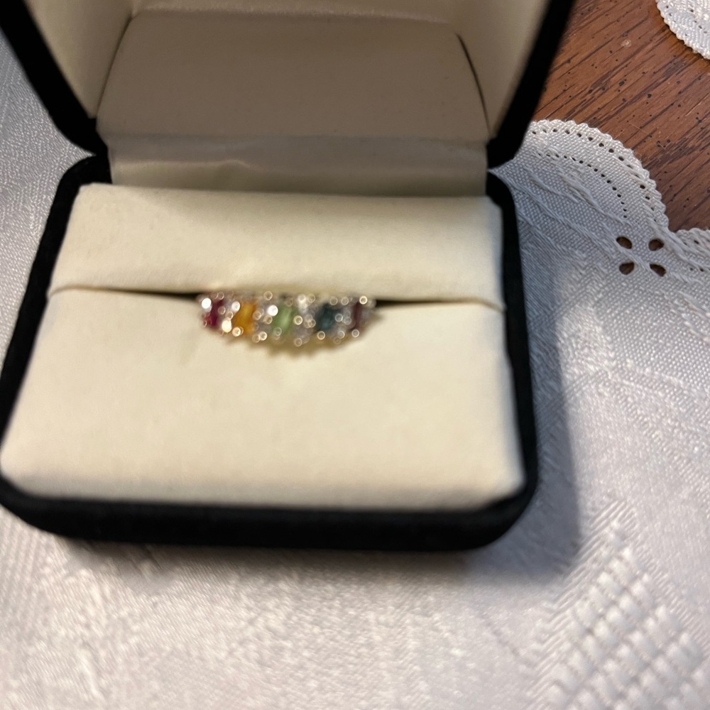 Multi Colored Stone Ring Sterling Silver - image 3